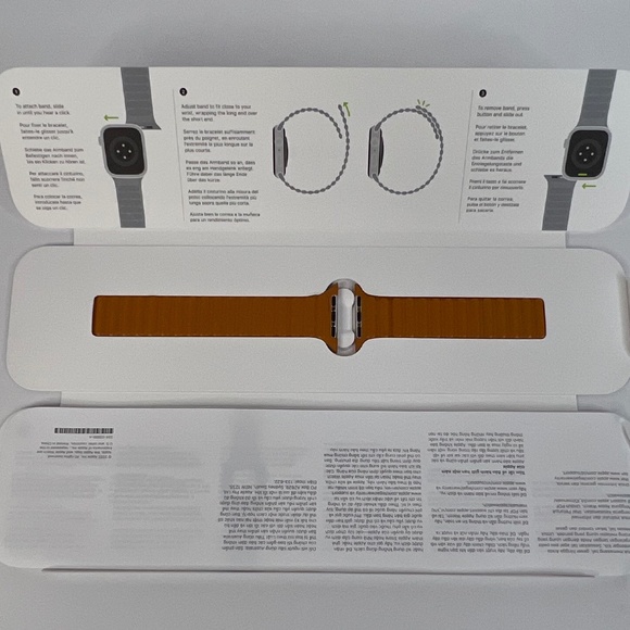 APPLE WATCH BAND 45MM GOLDEN BROWN LEATHER S/M MAGNETIC LINK - Picture 1 of 10